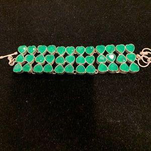 SAKOTA MINES EMERALD HEART STERLING BRACELET-Firm on price